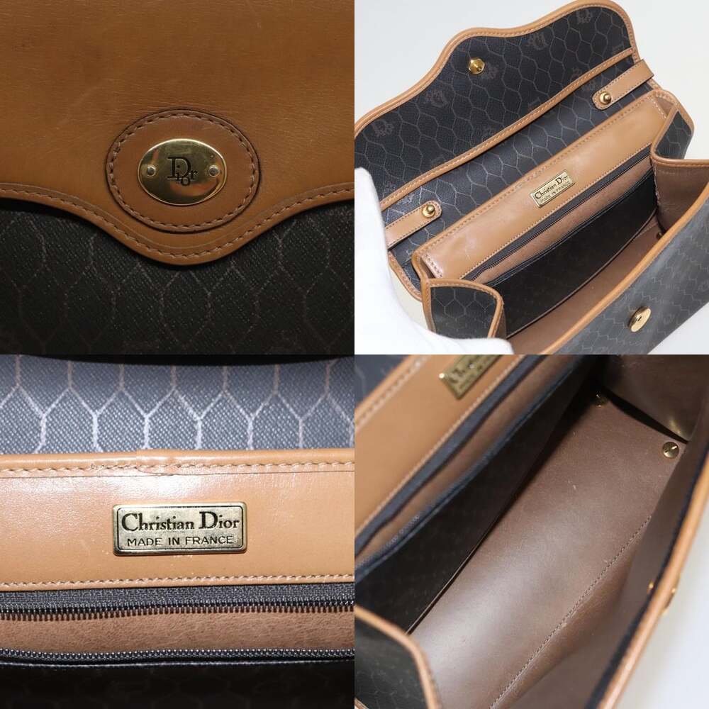 DIOR Honeycomb Canvas Hand Bag Pvc Black Brown - Picture 11 of 12